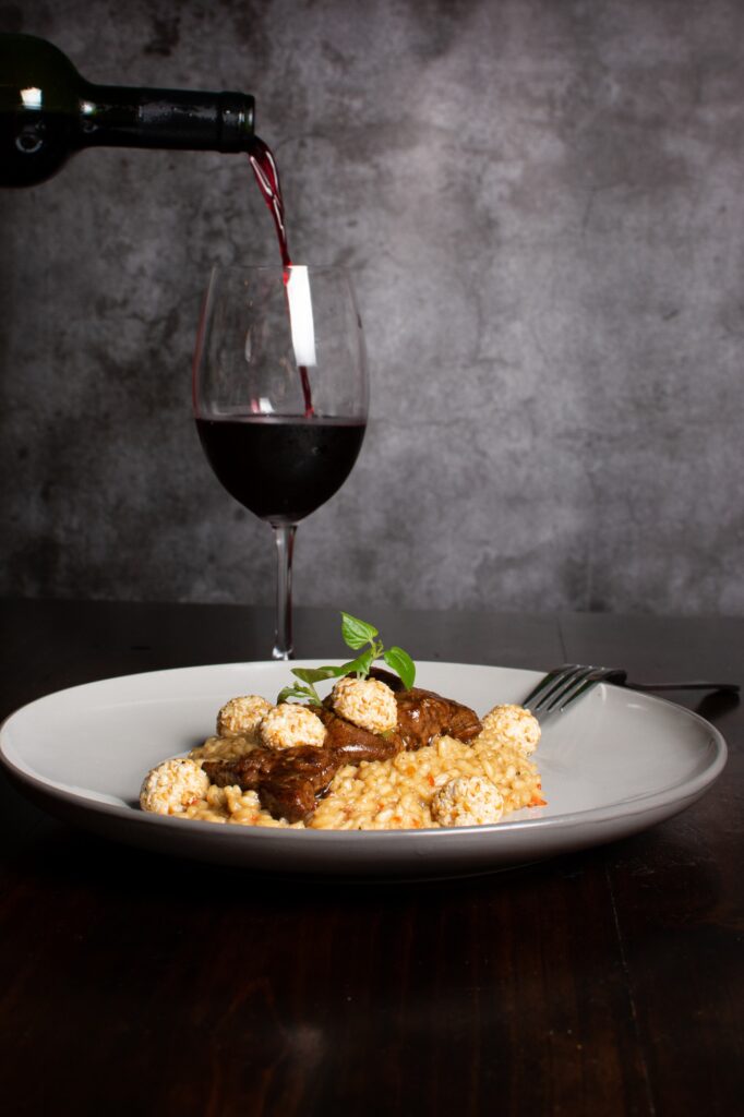 Mushroom risotto. Main dish. Italian food.